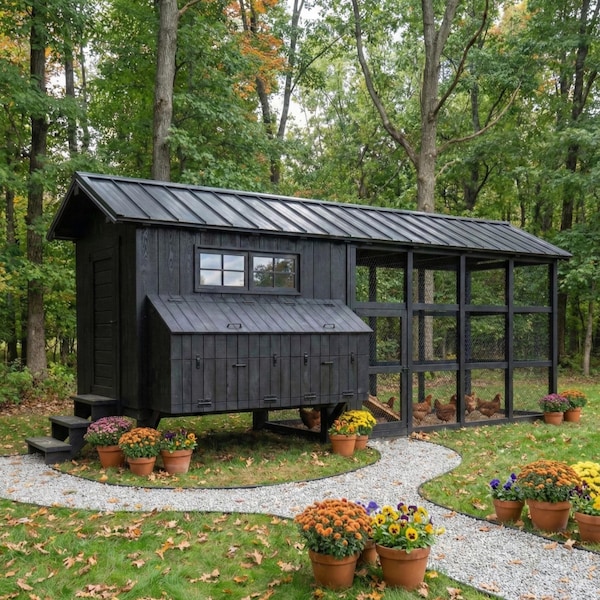 Large Walk-In Chicken Coop DIY Plans: 5x20ft Poultry House with Run, Digital PDF Download