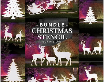 Christmas Yard Decor Stencil Bundle, Santa Sleigh Reindeer (Digital Download)