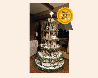 Christmas Village Display Tree - 3D Plans, CNC cutting files