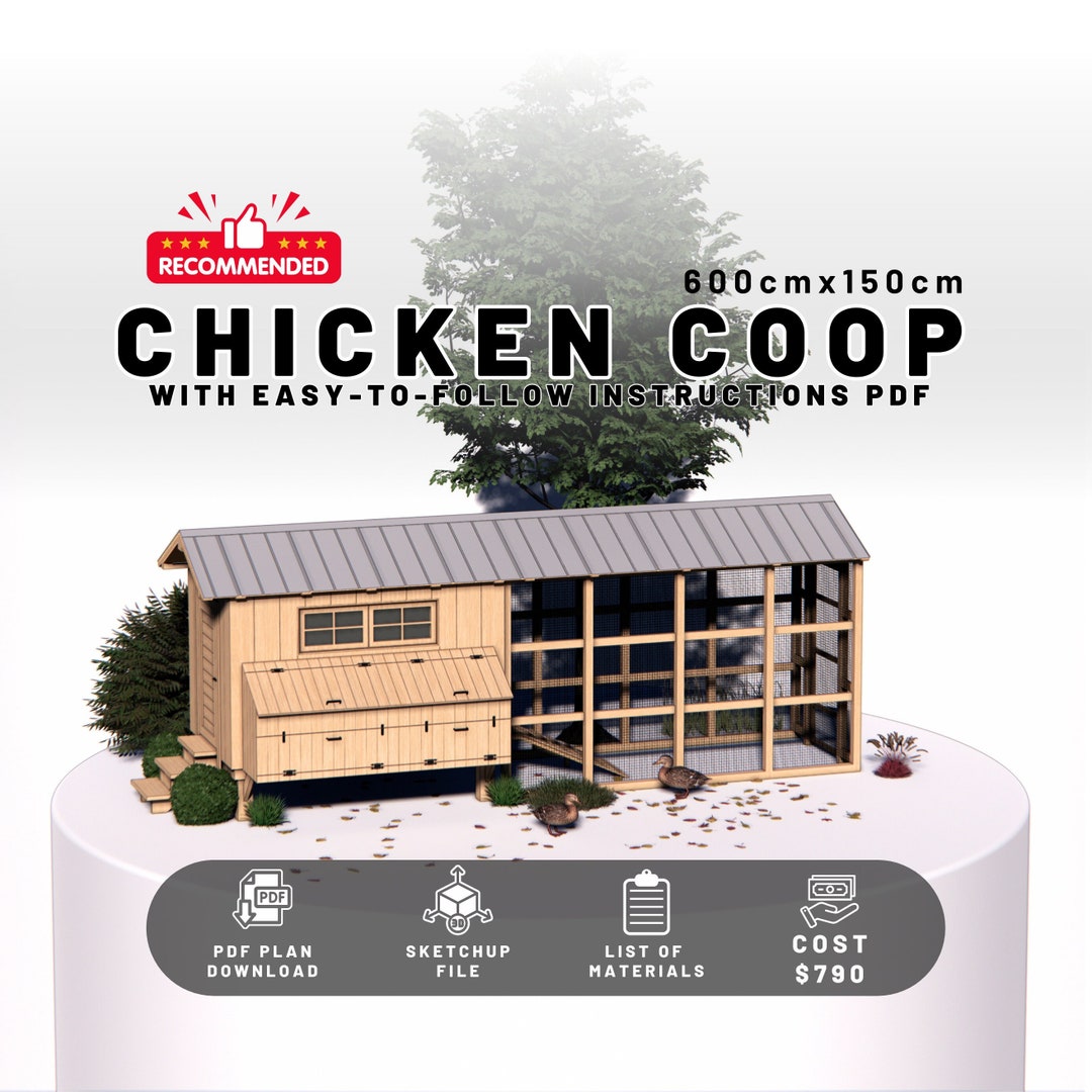 6m X 1,5m DIY Chicken Coop Plans for 20 Chickens Walk in Chicken Coop