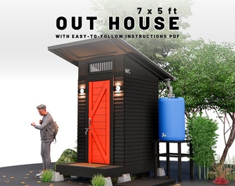 7x5' Modern Outhouse Wc Building PDF Plan