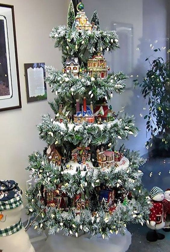 Tree shelf for christmas village deals