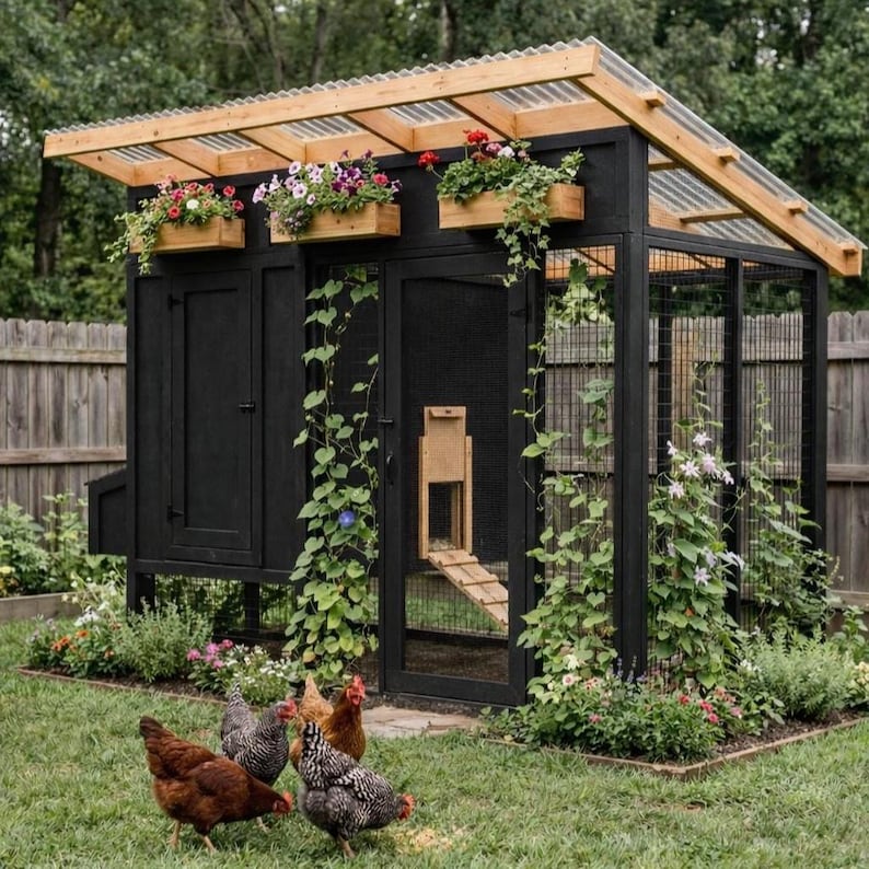 Simple Chicken Coop Plans for 6-8 Chicken: 6x14 Backyard Coop With Run ...