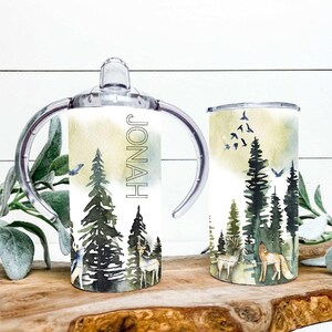 Personalized Baby Sippy Cup: Woodland Animals Nursery Decor