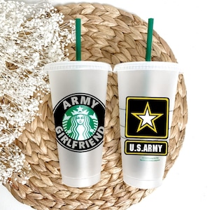 Personalized Army Girlfriend Starbucks Cold Cup, Army Girlfriend Tumbler, Gift For Army Girlfriend, Army Tumbler, Military Girlfriend