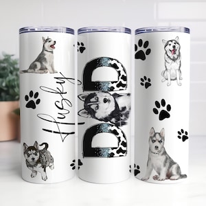 Husky Dad Tumbler, Husky Lover Gift For Dad, Fathers Day GIft, Christmas Gift For Dad, 30oz TUmbler For Him, Paw Print Tumbler, Thanksgiving