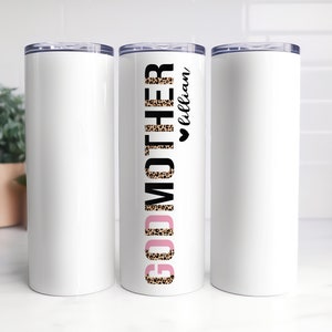 Personalized Godmother Proposal Tumbler Leopard Godmother Tumbler Gift Baby Reveal Godmother Proposal Gift Idea Gift For Aunt To Be