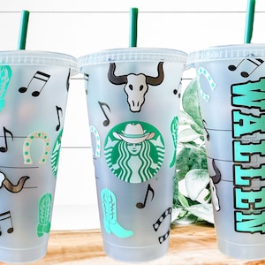 Wallen Starbucks Cold Cup Or Hot Cup Personalized Country Cold Cup Cowgirl Boots Bull Skull Western Gifts Cowgirl Tumbler Music Notes Cup