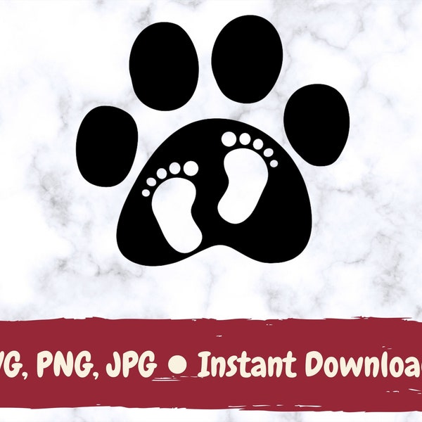 Paw Print SVG, Dog Baby Matching, Baby Feet svg, Cat Baby svg, Dog Baby Svg, Baby Feet Svg, Footprint and Paw Print SVG, Pet Baby