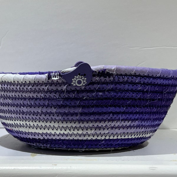 Rope Bowl, Fabric Bowl, Coiled Rope Basket, Clothesline Bowl, Clothes Line Basket