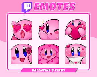 Valentine's Day Kirby Poyo Emotes | Cute Illustration, Kawaii Art, Video Game, Rainbow | Twitch, Discord, Youtube (Instant Download)