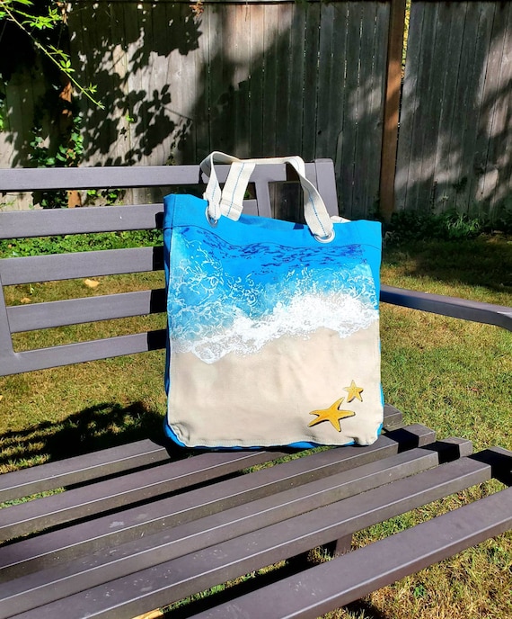 Hand Painted Peaceful Sandy Beach Bag