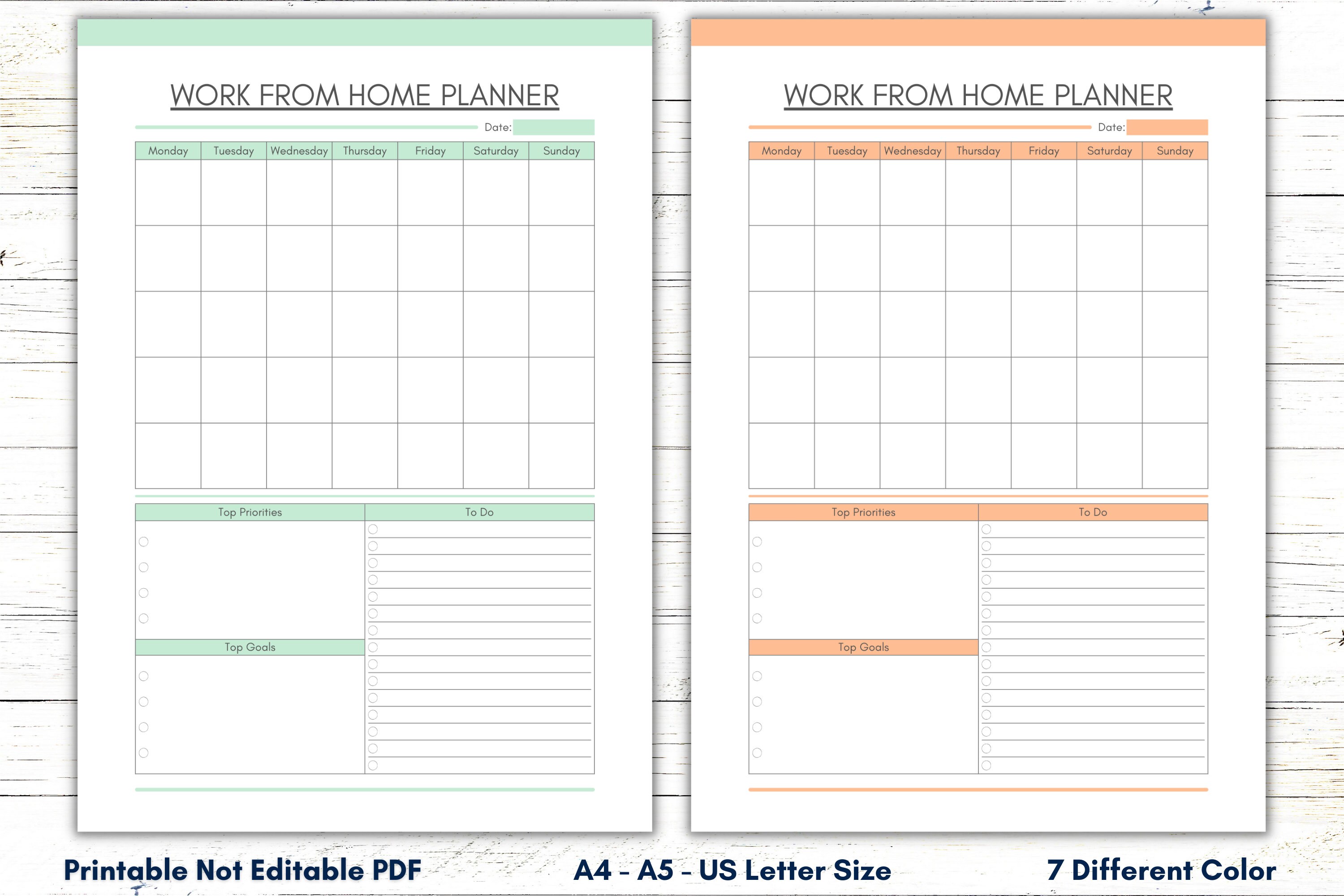 Work From Home Monthly Planner