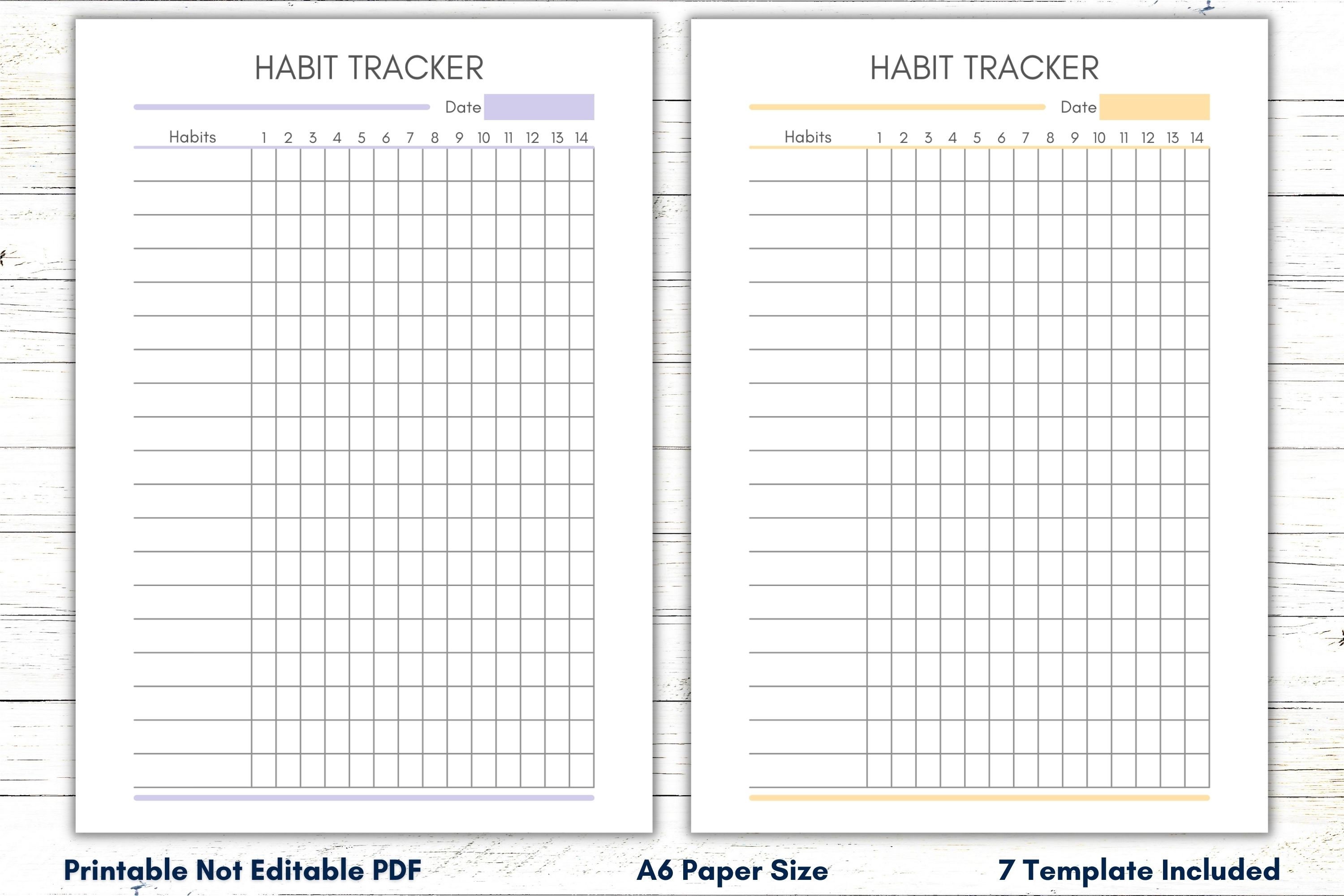 A6 Habit Tracker Printable Template Weekly Habit Tracker A6 - Etsy