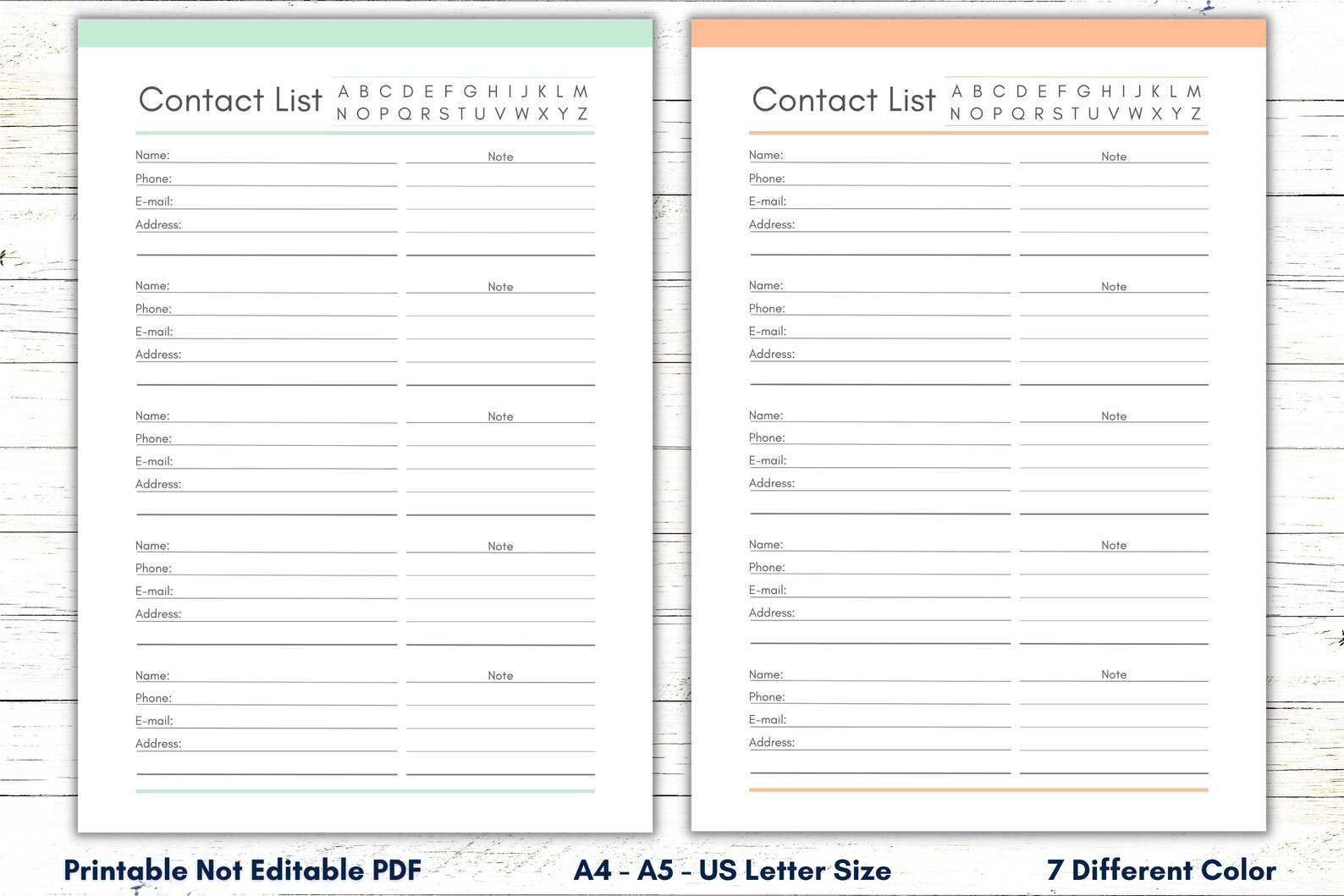 Printable Contact List Template Address Book Pages Address Planner