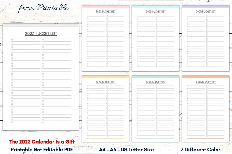 2023 Bucket List Printable Template 2023 Goals Planner 2023 Etsy