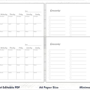 A6 Meal Planner Printable, A6 Grocery List, A6 Weekly Meal Planner, Meal Planning Sheet, Meal Planner Template, PDF Instant Download Digital