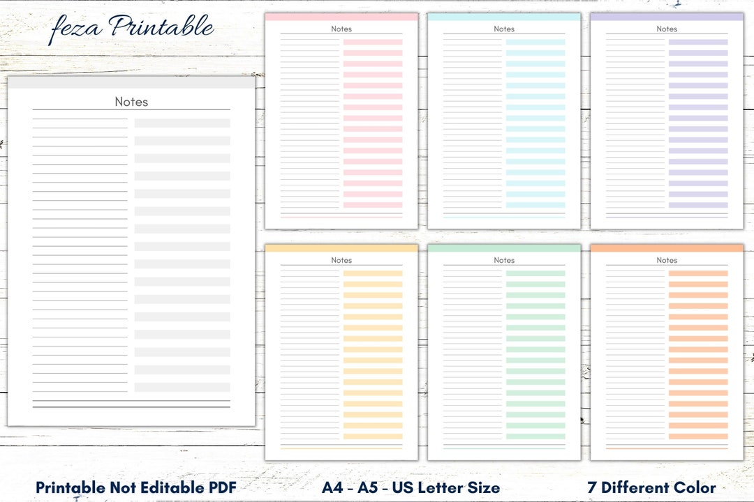 Printable 2 Column Note Pages, Note Sheet Template, Writing Paper Printable 2 Column Note Pages, Note Sheet Template, Writing Paper