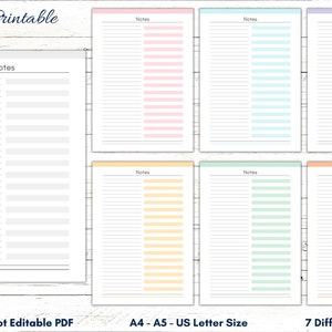 Pagine per appunti stampabili a 2 colonne, modello di foglio per appunti, carta da lettere, inserto per agenda appunti, pagine per prendere appunti Modello di nota colorato Nota foderata