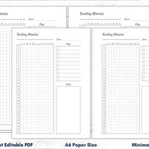 A6 Book Reading Minutes Tracker Printable, Reading Journal, A6 Reading ...