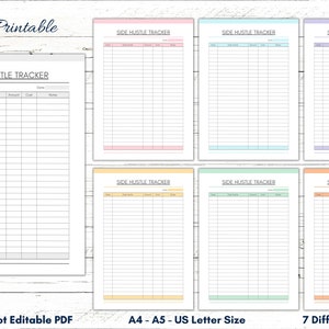 Printable Side Hustle Tracker, PDF Side Job Income, PDF Income Tracker, Business Planner Template, Side Hustle Income, Budget Tracking, PDF