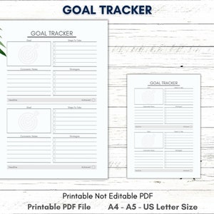Printable Goal Tracker Printable Goal Planner Printable Goal | Etsy