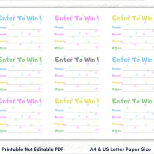 Billet de tombola imprimable, modèle de billet de tombola, entrez pour gagner modèle, modèle gagnant, entrez pour gagner imprimable, modèle de carte de tombola, PDF