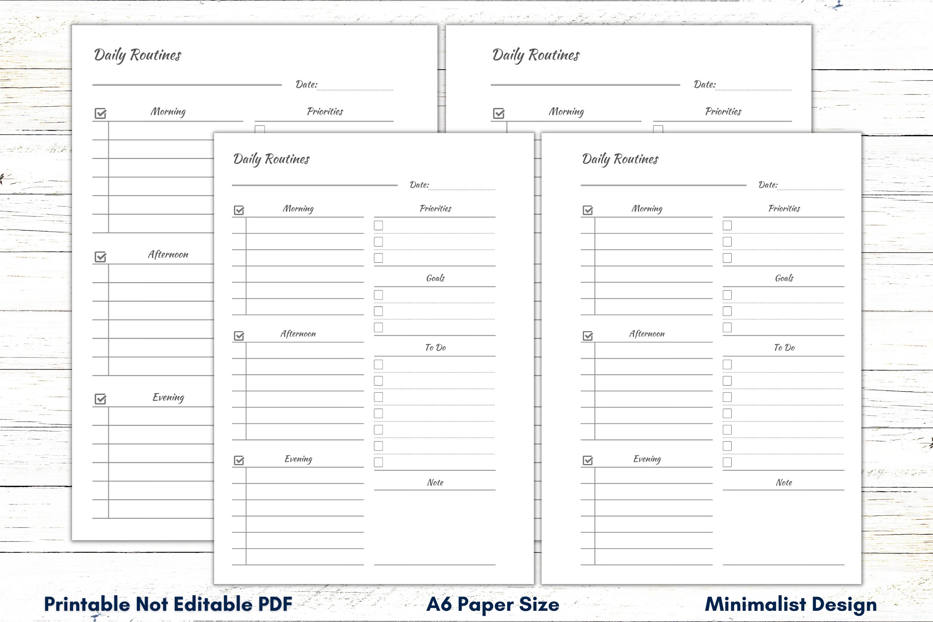 A6 Daily Routine Tracker, Daily Routine Checklist, Daily Routine