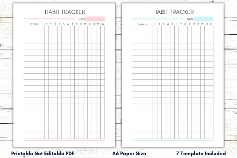 A6 Habit Tracker Printable Template Weekly Habit Tracker A6 - Etsy