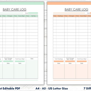 Printable Baby Care Log, Baby Care Planner Sheet, Baby Care Tracker ...