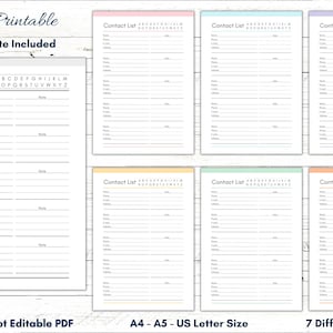 Printable Contact List Template, Address Book Pages, Address Planner Template, Address Tracker, Contact List Sheet, Important Contacts Form