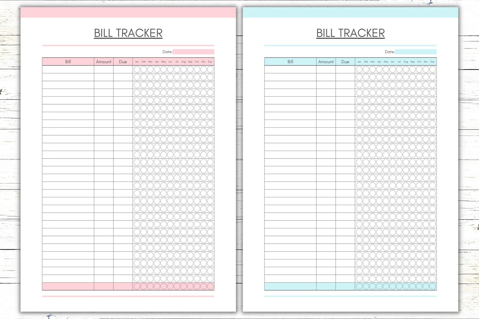 Printable Bill Payment Sheet, Monthly Bills Record, Bill Tracking Sheet ...
