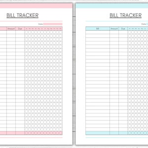 Printable Bill Payment Sheet, Monthly Bills Record, Bill Tracking Sheet ...