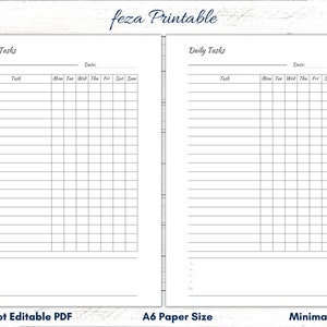 A6 Daily Checklist Printable, Daily Checklist Template, Daily Task ...