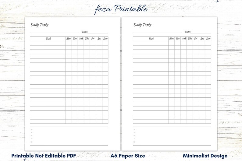 A6 Daily Checklist Printable, Daily Checklist Template, Daily Task ...