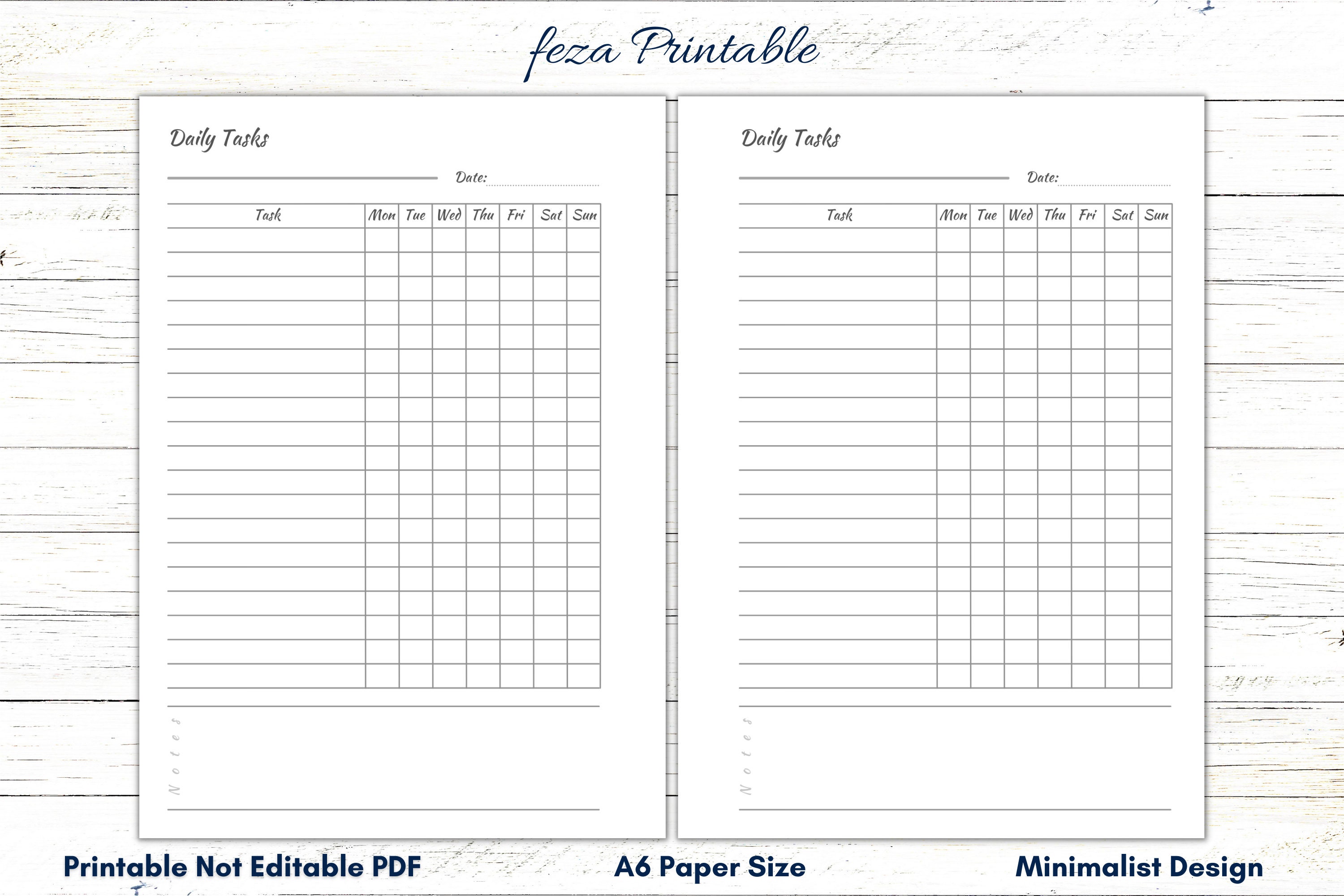 A6 Daily Checklist Printable, Daily Checklist Template, Daily Task ...