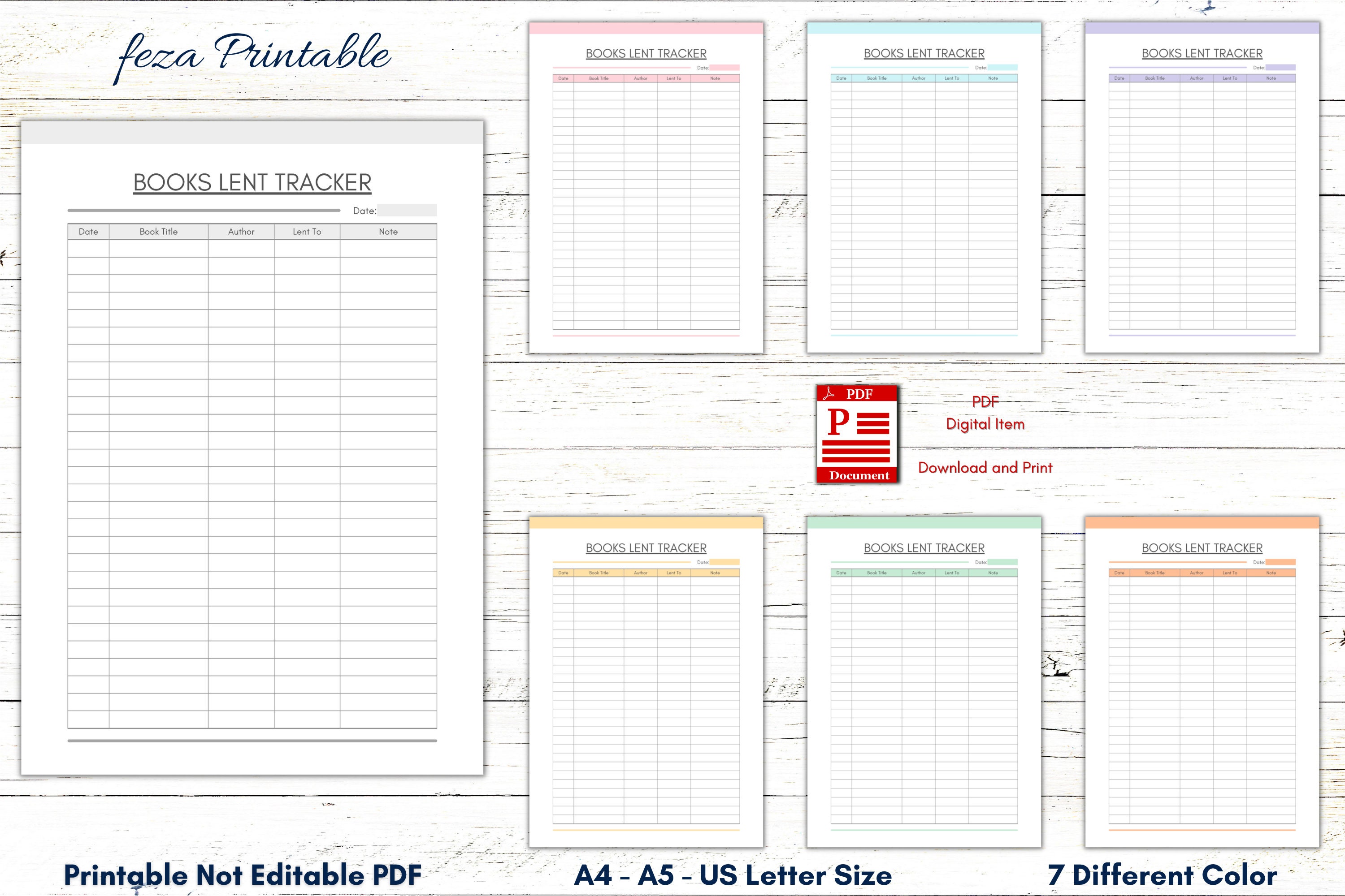 Books Lent Tracker Printable Template Book Tracker Reading - Etsy