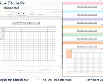 Printable Homework Checklist, Classroom Planner (PDF)