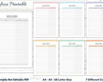 Self Care Checklist Printable, Wellness Planner (A4, A5, US Letter) (PDF)