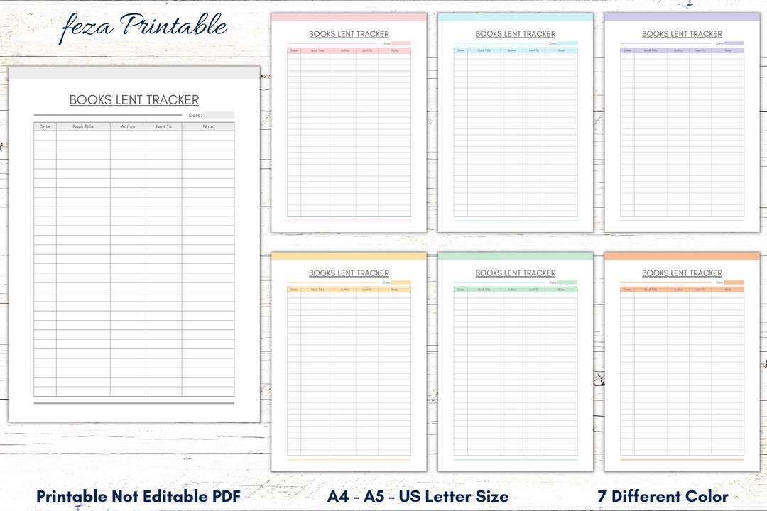 Books Lent Tracker Printable Template Book Tracker Reading - Etsy
