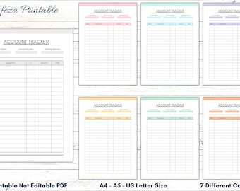 Printable Account Tracker, Budget Planner (PDF)