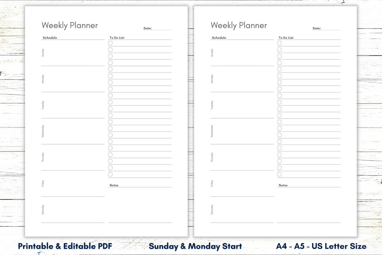 Weekly Planner Printable Fillable Editable Weekly Planner - Etsy
