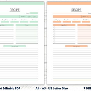 Printable Recipe Page, Recipe Sheet, Recipe Insert, Recipe Template ...