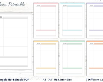 Printable Note Taking Pages, Colorful Student Study Notes (PDF)
