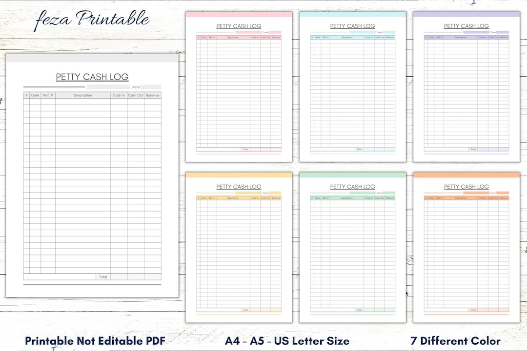 Printable Petty Cash Log Template, Bookkeeping Planner Insert, Cash ...