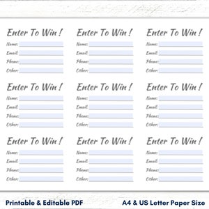 Raffle Ticket Printable, Editable Raffle Ticket Template, Enter to Win