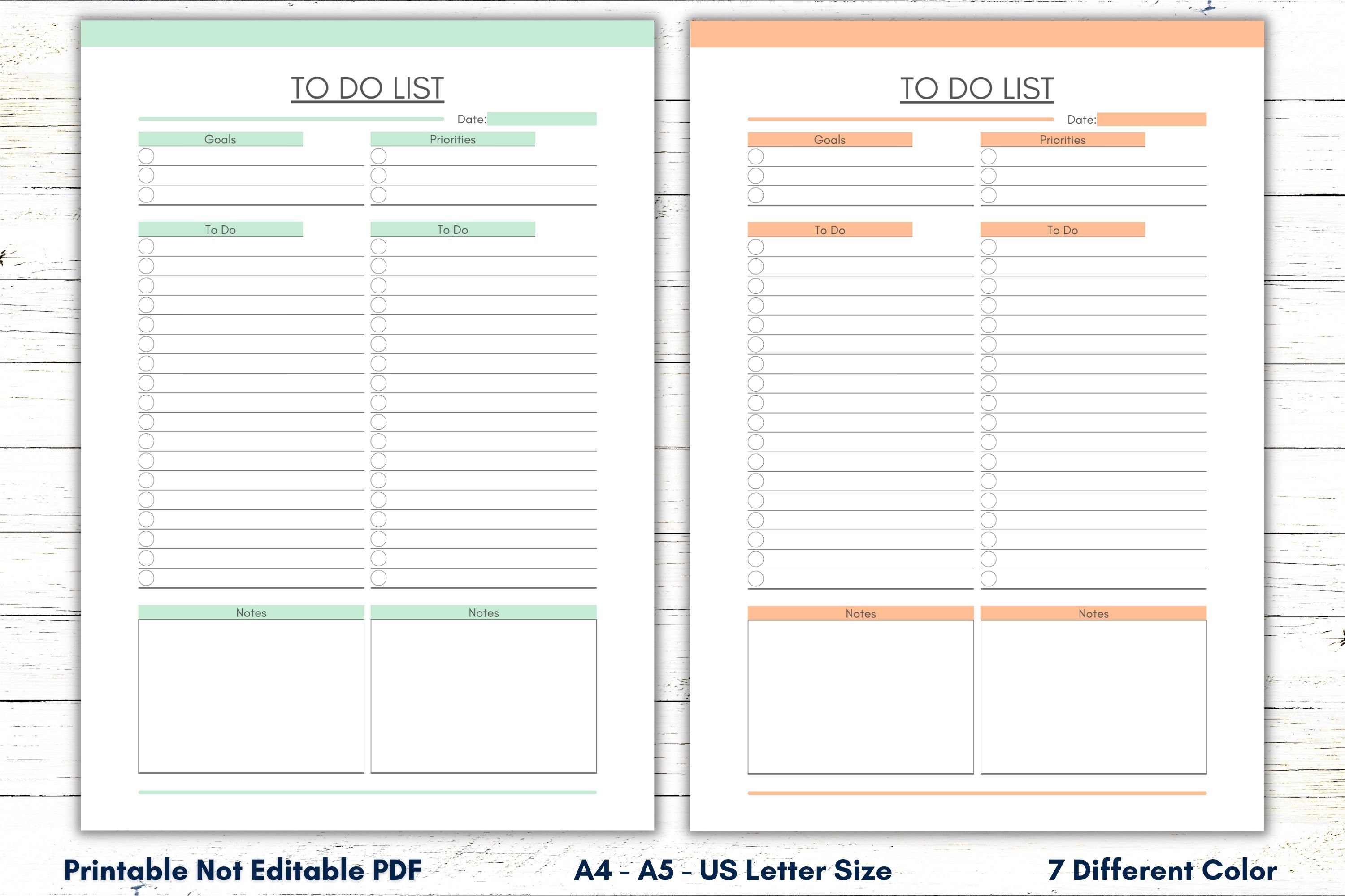 Printable to Do List, 2 Version Printable Minimalist to Do List, Daily ...