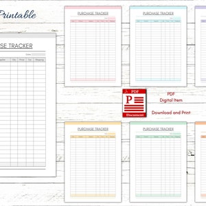 Printable Purchase Tracker, Printable Business Planner, Printable ...