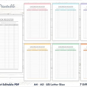 Printable Checkbook Register, Checkbook Balance Tracker, Financial Tracker, Finance Planner, PDF Checkbook Sheet, Checking Account, Template
