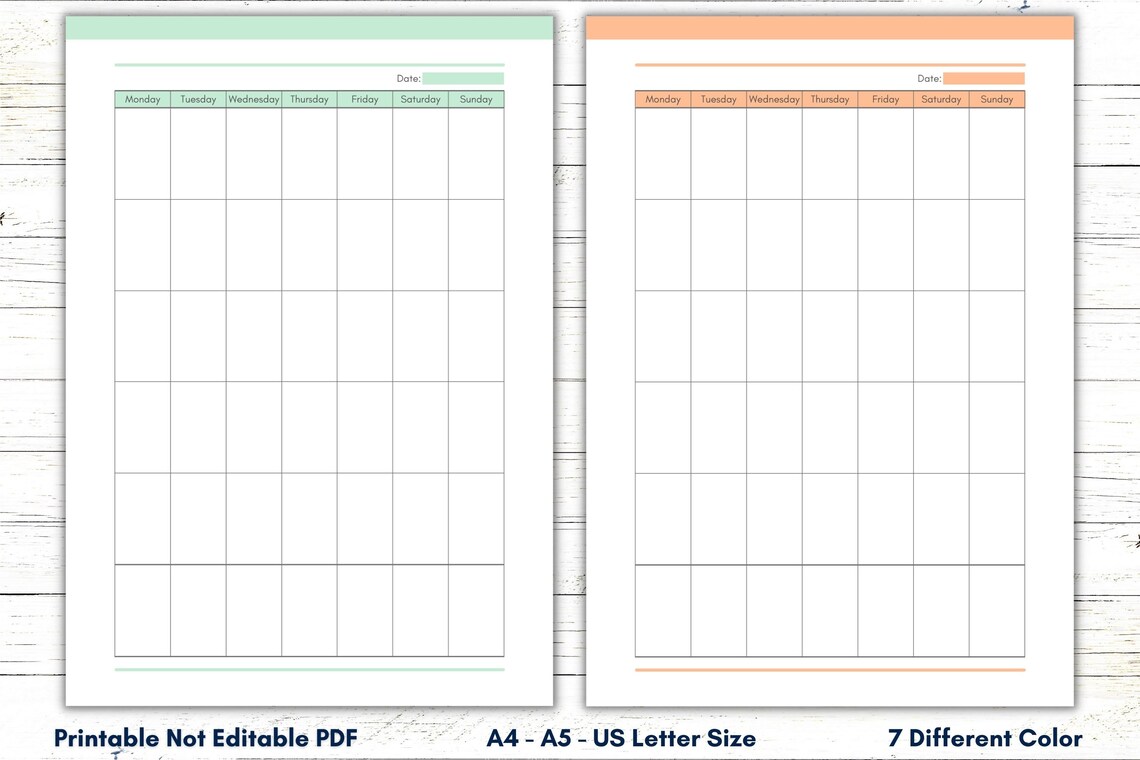 Printable Blank Calendar, Minimalist Calendar, Blank Monthly Organizer ...